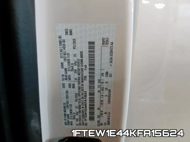 1FTEW1E44KFA15624 фото 2