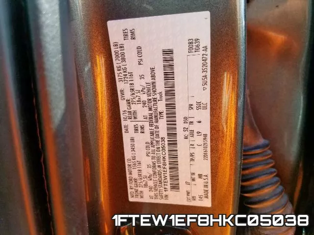 1FTEW1EF8HKC05038 фото 2