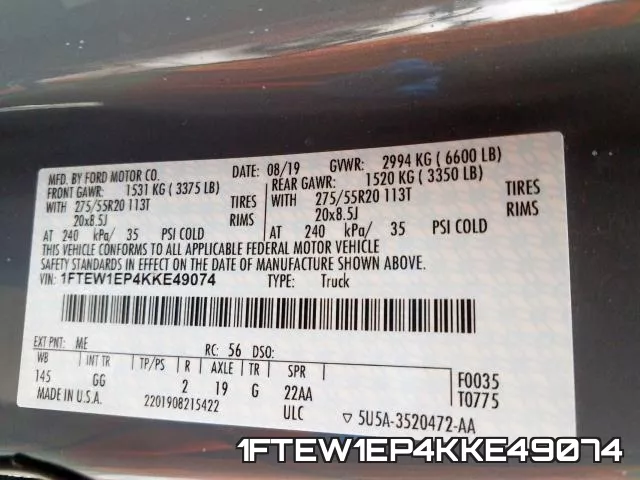 1FTEW1EP4KKE49074 фото 2