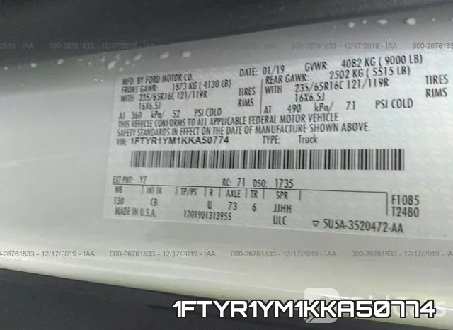 1FTYR1YM1KKA50774 фото 10