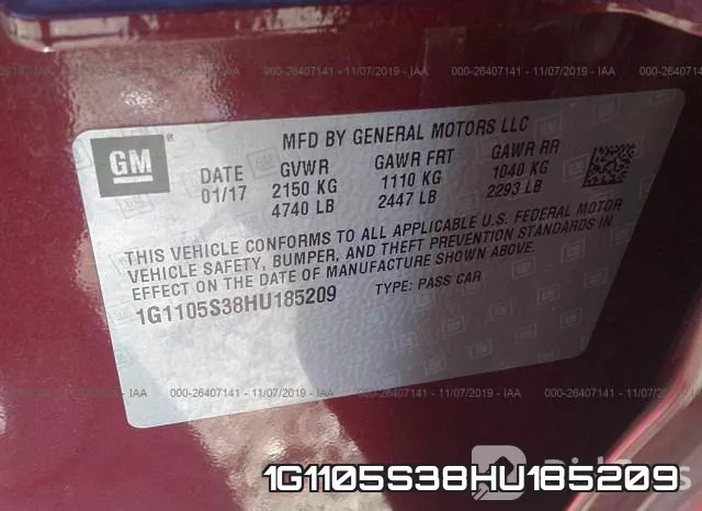 1G1105S38HU185209 фото 9