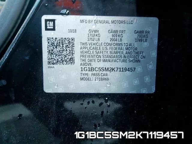 1G1BC5SM2K7119457 фото 2