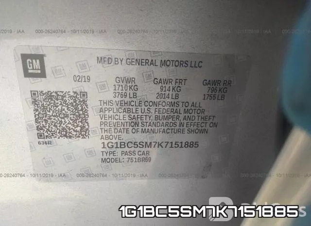 1G1BC5SM7K7151885 фото 9