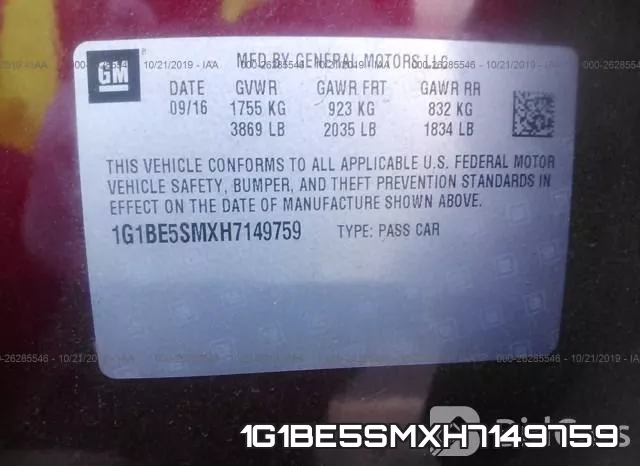 1G1BE5SMXH7149759 фото 8