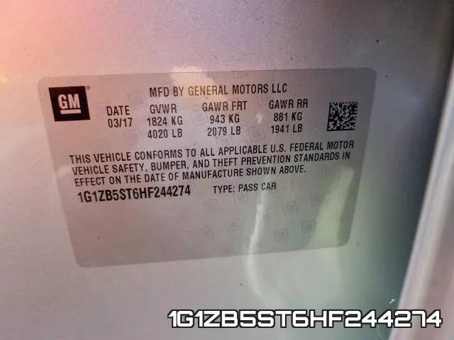 1G1ZB5ST6HF244274 фото 2