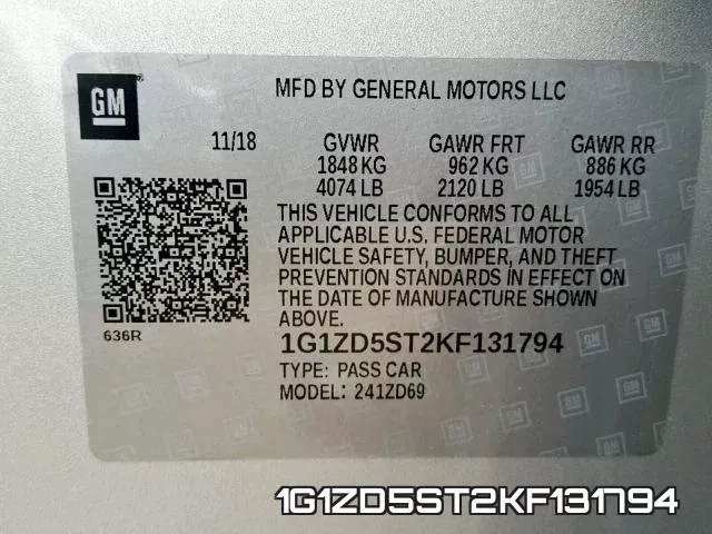 1G1ZD5ST2KF131794 фото 2