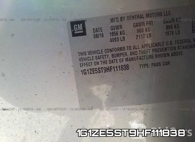 1G1ZE5ST9HF111838 фото 9