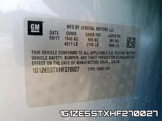 1G1ZE5STXHF270027 фото 2