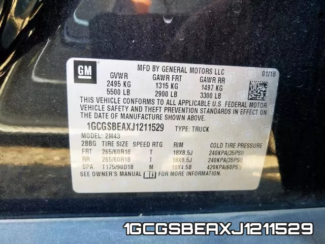 1GCGSBEAXJ1211529 фото 2