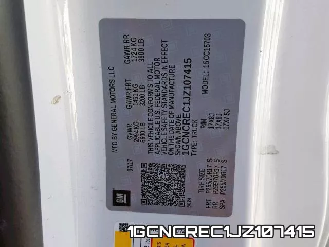 1GCNCREC1JZ107415 фото 2