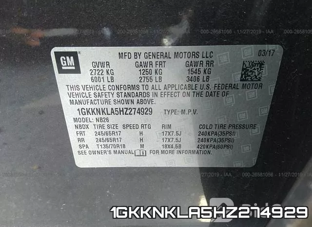 1GKKNKLA5HZ274929 фото 10