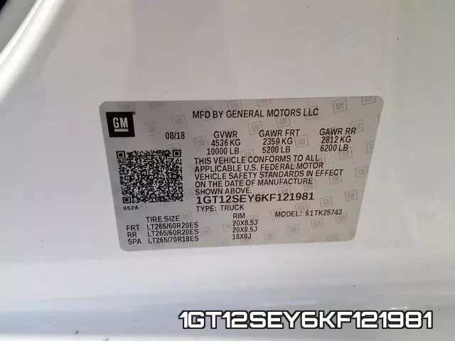 1GT12SEY6KF121981 фото 2