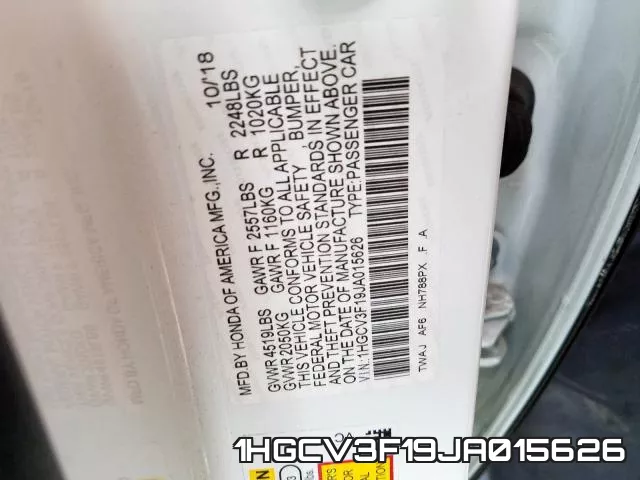 1HGCV3F19JA015626 фото 2