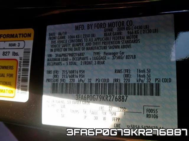 3FA6P0G79KR276887 фото 2