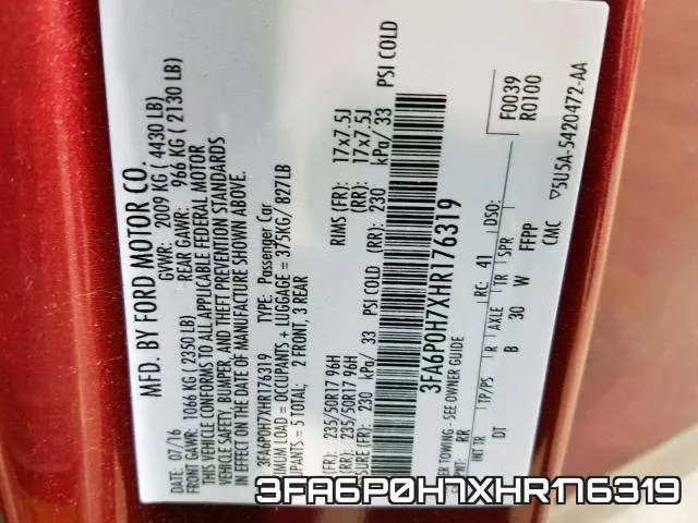 3FA6P0H7XHR176319 фото 2