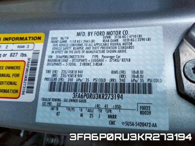 3FA6P0RU3KR273194 фото 2