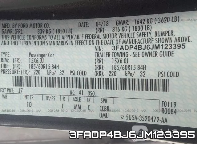3FADP4BJ6JM123395 фото 9