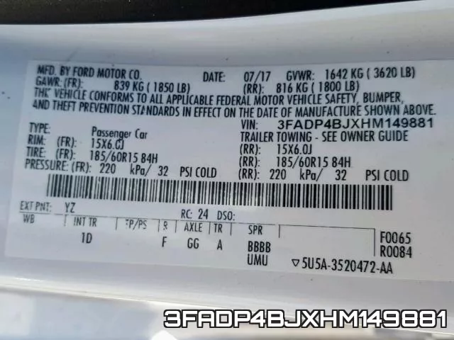 3FADP4BJXHM149881 фото 2