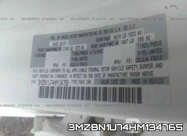 3MZBN1U74HM134765 фото 9