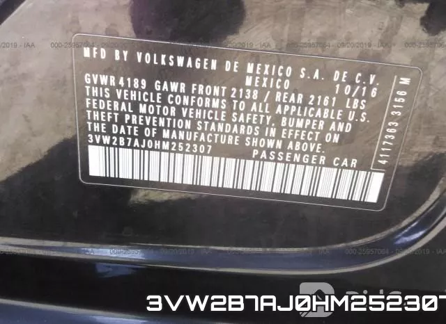 3VW2B7AJ0HM252307 фото 10