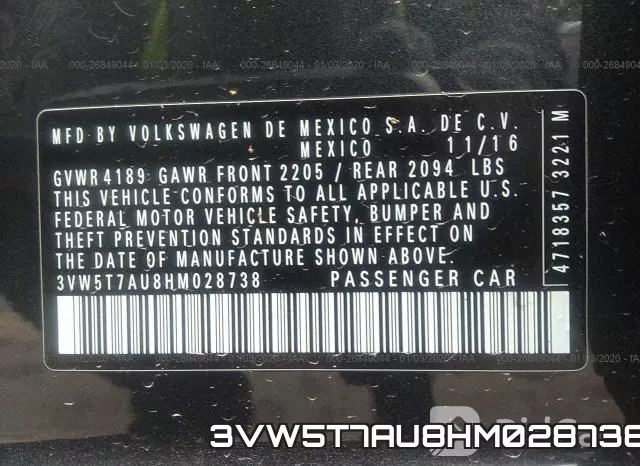 3VW5T7AU8HM028738 фото 9
