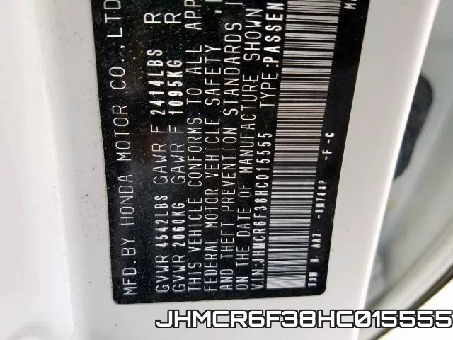 JHMCR6F38HC015555 фото 2