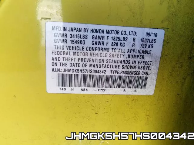 JHMGK5H57HS004342 фото 2