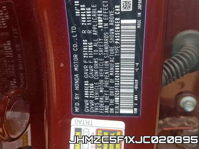 JHMZC5F1XJC020895 фото 2