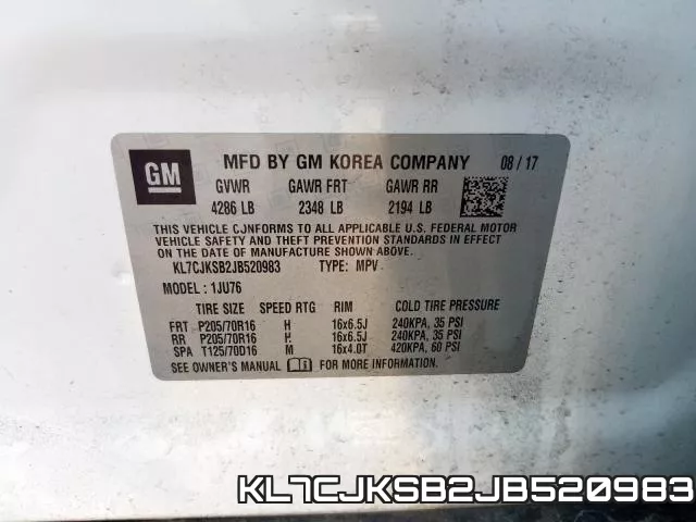 KL7CJKSB2JB520983 фото 2