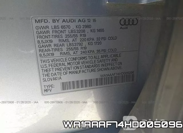 WA1AAAF74HD005096 фото 10