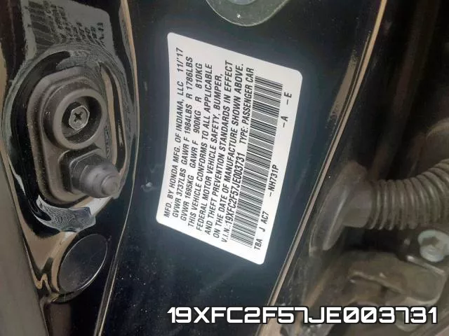 19XFC2F57JE003731 фото 2
