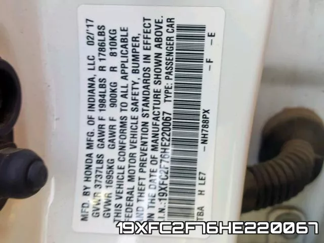 19XFC2F76HE220067 фото 2