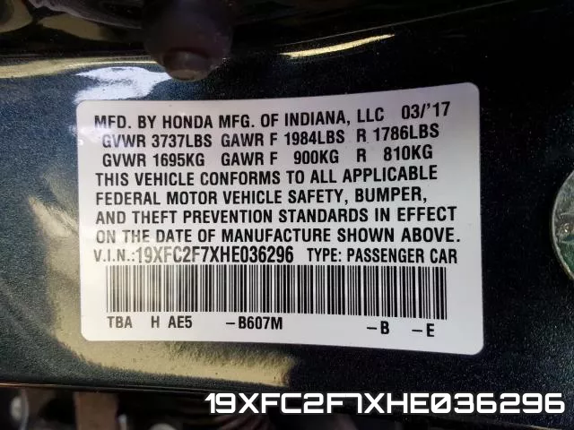 19XFC2F7XHE036296 фото 2