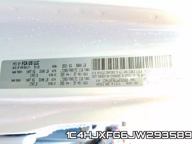 1C4HJXFG6JW293589 фото 2