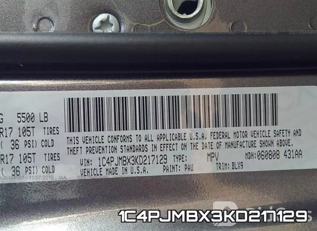 1C4PJMBX3KD217129 фото 9