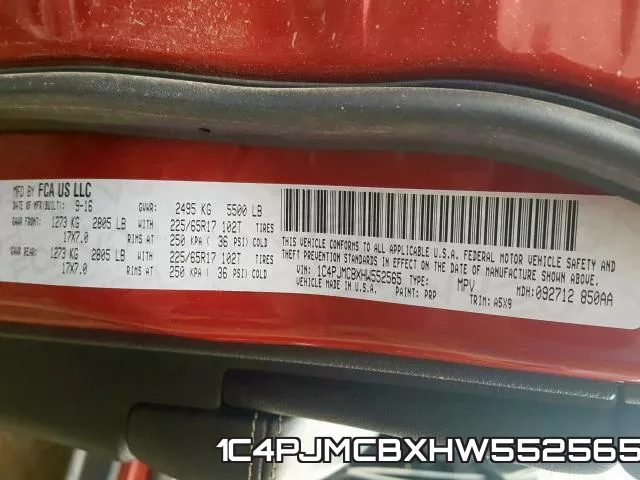 1C4PJMCBXHW552565 фото 2