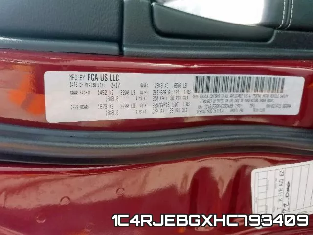 1C4RJEBGXHC793409 фото 2