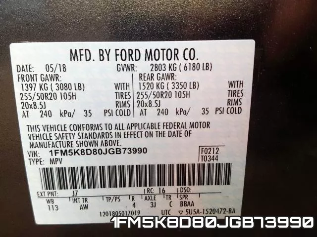 1FM5K8D80JGB73990 фото 2
