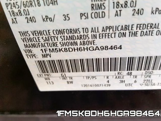 1FM5K8DH6HGA98464 фото 2