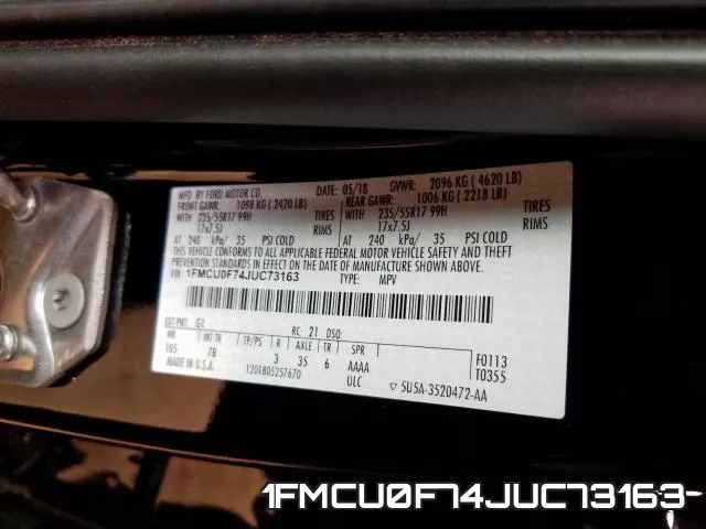 1FMCU0F74JUC73163 фото 2