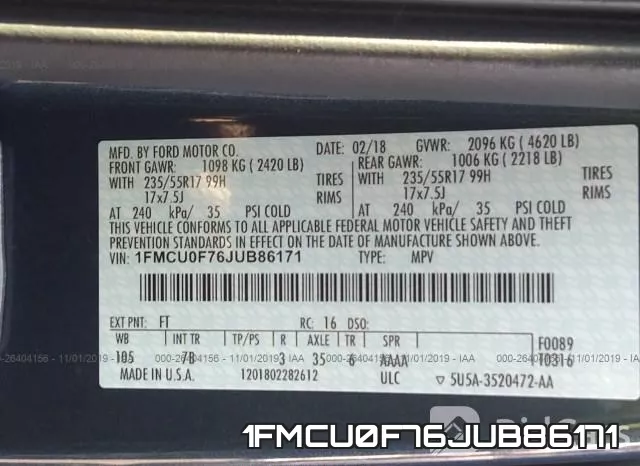 1FMCU0F76JUB86171 фото 9