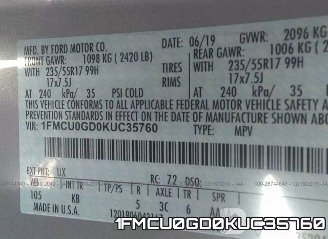 1FMCU0GD0KUC35760 фото 9