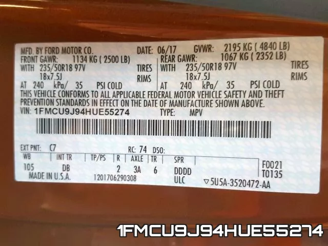 1FMCU9J94HUE55274 фото 2
