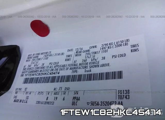 1FTEW1C82HKC45474 фото 9