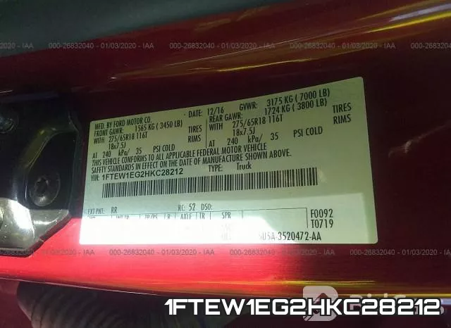 1FTEW1EG2HKC28212 фото 9