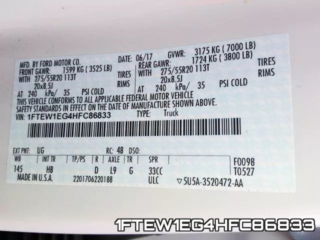 1FTEW1EG4HFC86833 фото 2