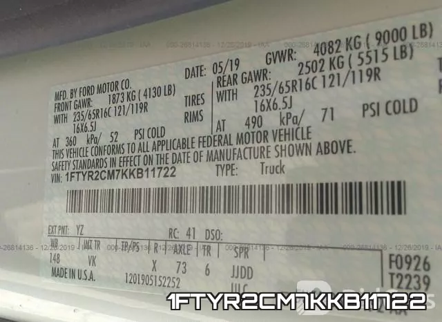 1FTYR2CM7KKB11722 фото 7