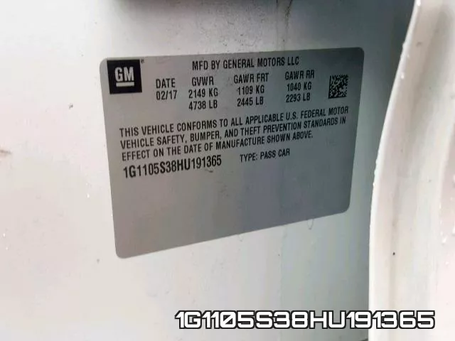 1G1105S38HU191365 фото 2