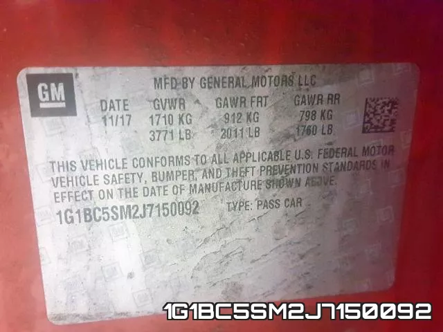 1G1BC5SM2J7150092 фото 2
