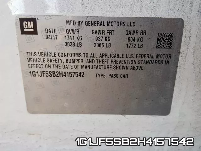 1G1JF5SB2H4157542 фото 2